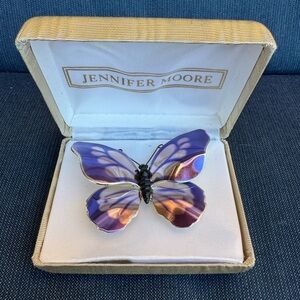 Vintage Jennifer Moore Iridescent Butterfly Brooch